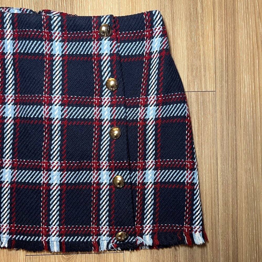 Plaid Navy Blue and Red Mini Skirt Size M - Picture 3 of 11